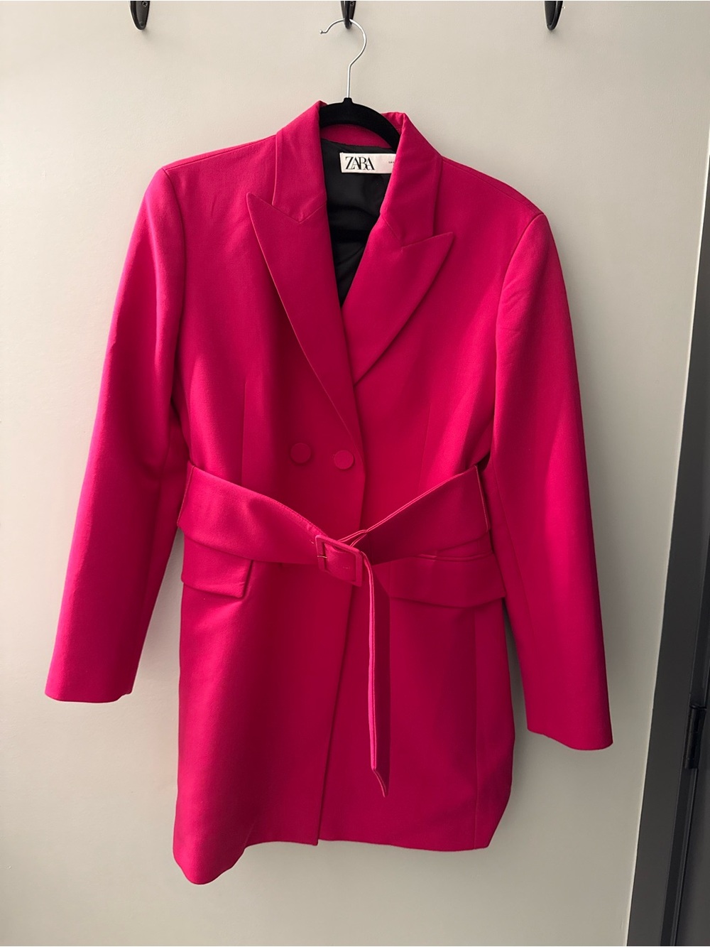 Zara Hot Pink Belted Blazer Jacket